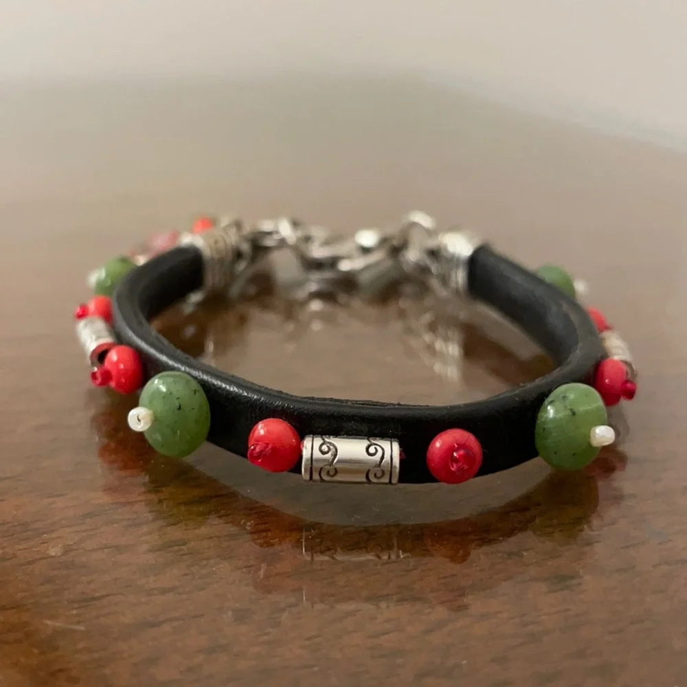 Brighton‎ Pagoda Leather and stone bracelet